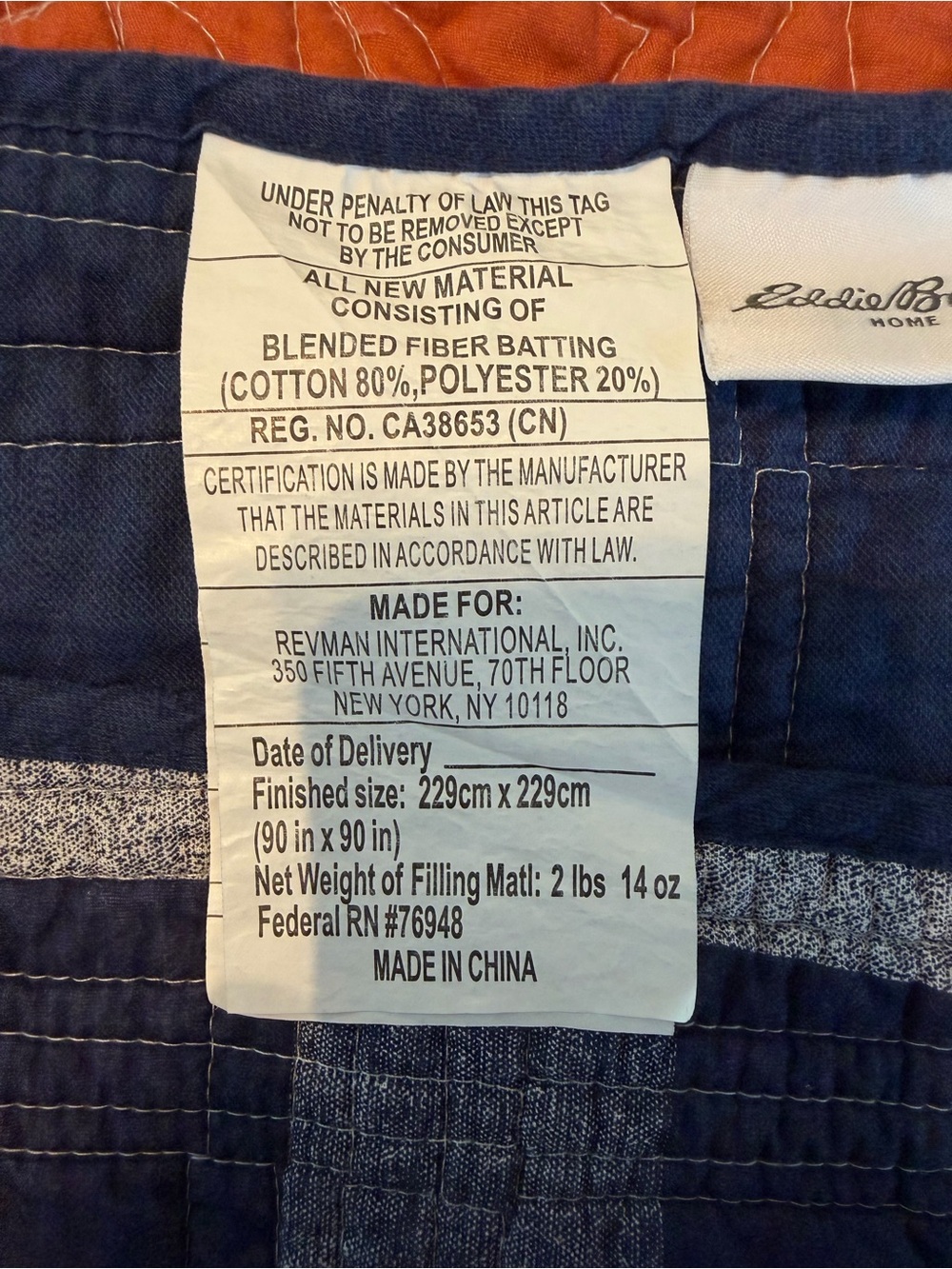 Eddie Bauer Eastmont Full/Queen Quilt Set Navy Plaid Reversible 90x90 - Picture 7 of 9